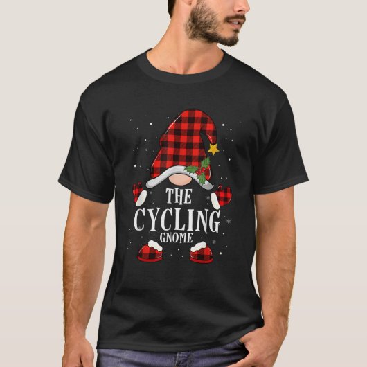 The Cycling Gnome Christmas Buffalo Plaid Pajamas T-Shirt (Vorderseite)