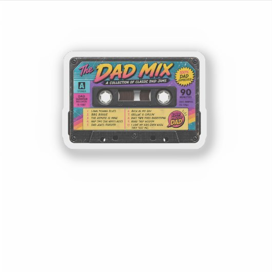 The Dad Mix Retro 80er Kassette Aufkleber (Vorderseite)