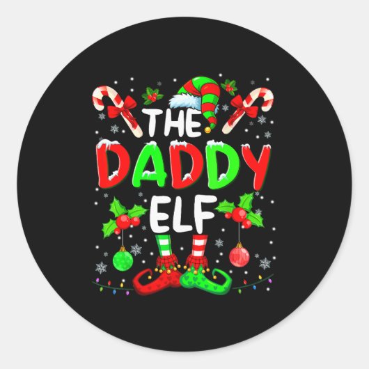 The Daddy Elf Costume Pajamas Pjs Christmas Xmas M Runder Aufkleber (Vorderseite)