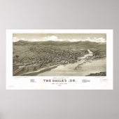 The Dalles Oregon 1884 Antique Panoramic Map Poster (Vorne)