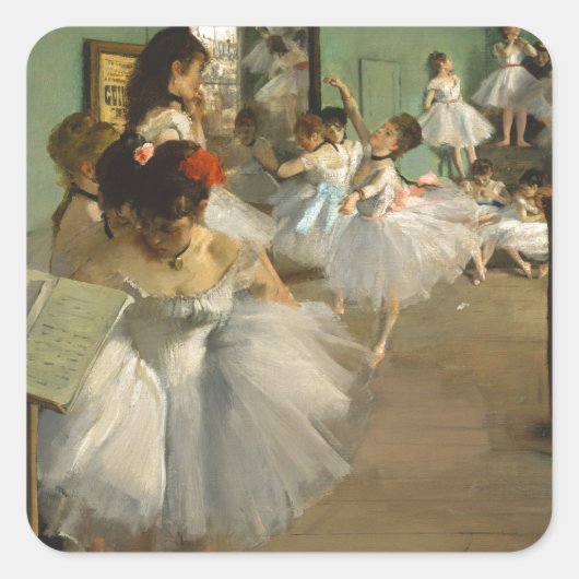 The Dance Class - Edgar Degas Quadratischer Aufkleber (Vorderseite)