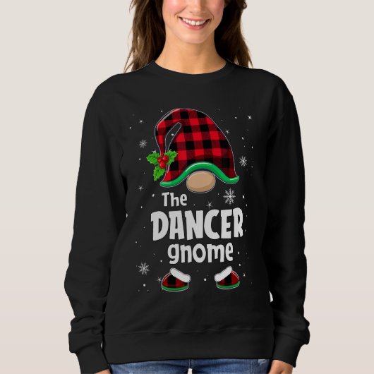 The Dancer Gnome Buffalo Plaid Christmas Matching Sweatshirt (Vorderseite)