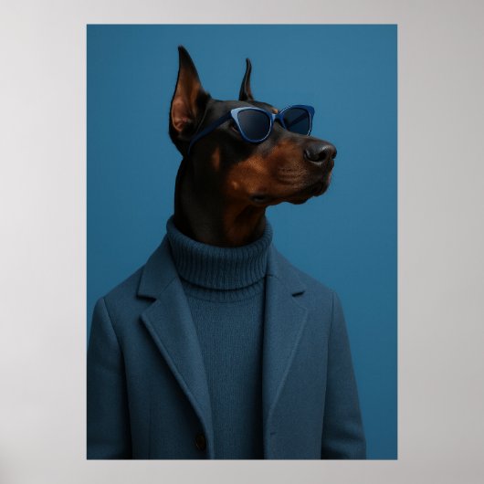 The Dapper Doberman - Cool Dog in Blue Suit Poster (Vorne)