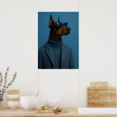 The Dapper Doberman - Cool Dog in Blue Suit Poster (Küche)