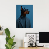 The Dapper Doberman - Cool Dog in Blue Suit Poster (Heimbüro)