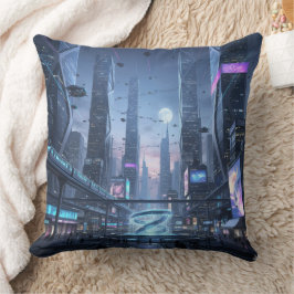The Dawn of Tech-City Throw Pillow Kissen