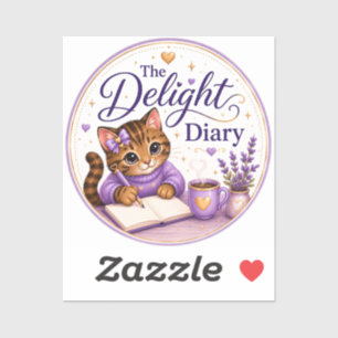 The Delight Diary Süße Katze Lila Gold Aufkleber