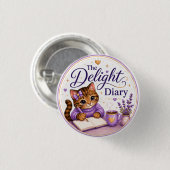 The Delight Diary Süße Katze Lila Gold Button (Vorne & Hinten)