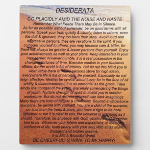 The Desiderata Poem on Footprints In The Sand Fotoplatte