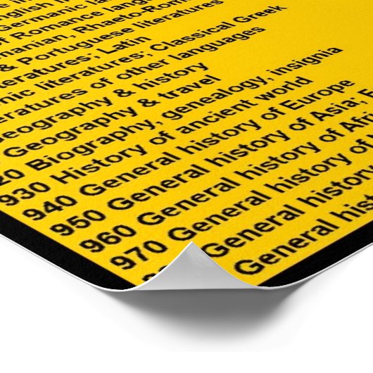 The Dewey Decimal System by 10s mit Header, Yello Poster (Ecke)