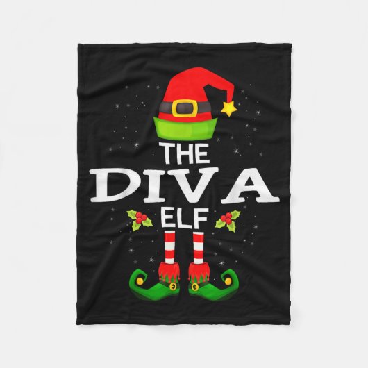 The Diva Elf Christmas Family Matching Pajama  Fleecedecke (Vorderseite)