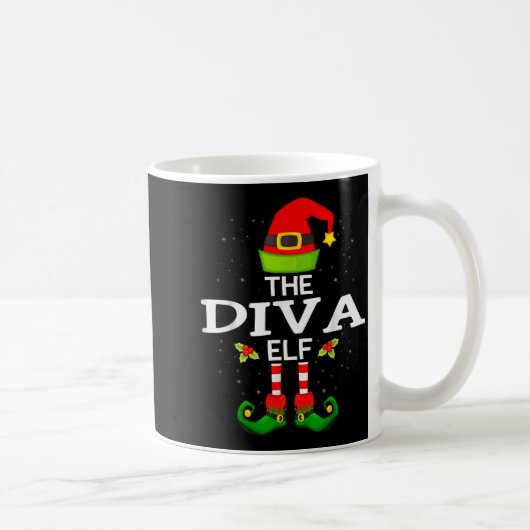 The Diva Elf Christmas Family Matching Pajama  Kaffeetasse (Rechts)