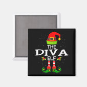The Diva Elf Christmas Family Matching Pajama Magnet (Vorderseite/Rückseite)