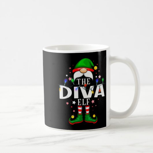 The Diva Elf Christmas Family Pajama Party Kaffeetasse (Rechts)