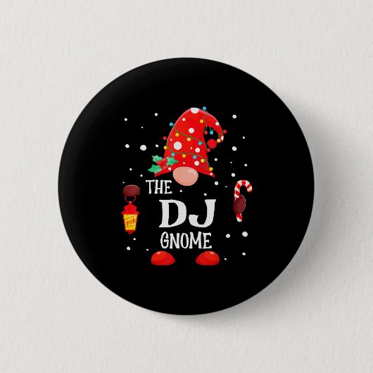 The Dj Gnome Matching Family Christmas Gnome Pajam Button (Vorderseite)
