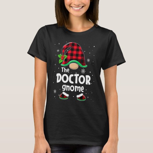 The Doctor Gnome Buffalo Plaid Christmas Matching T-Shirt (Vorderseite)