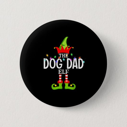 The Dog Dad Elf Christmas Matching Pajamas Men Wom Button (Vorderseite)