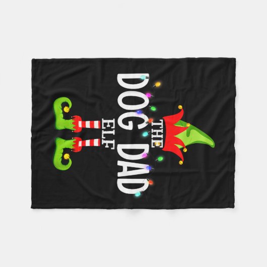 The Dog Dad Elf Christmas Matching Pajamas Men Wom Fleecedecke (Vorderseite (Horizontal))