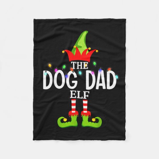The Dog Dad Elf Christmas Matching Pajamas Men Wom Fleecedecke (Vorderseite)