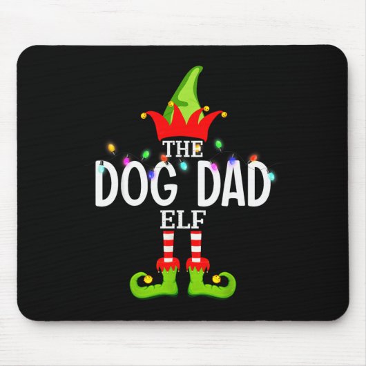 The Dog Dad Elf Christmas Matching Pajamas Men Wom Mousepad (Vorne)