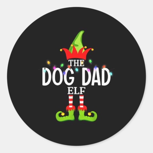 The Dog Dad Elf Christmas Matching Pajamas Men Wom Runder Aufkleber (Vorderseite)