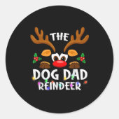 The Dog Dad Reindeer Christmas Men Women Runder Aufkleber (Vorderseite)