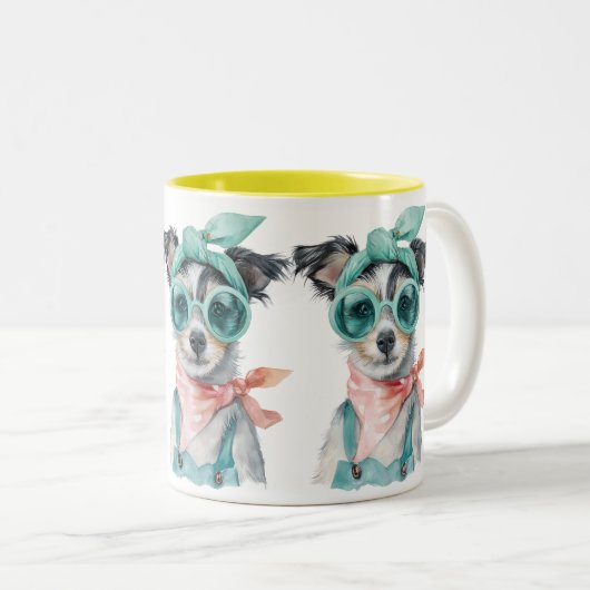 The Dog Made Me Do It – Funny Pet Lover Zweifarbige Tasse (VorderseiteRechts)