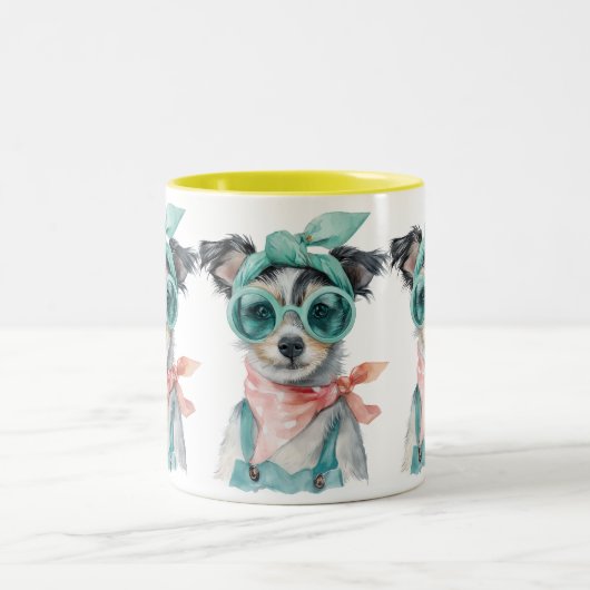 The Dog Made Me Do It – Funny Pet Lover Zweifarbige Tasse (Mittel)