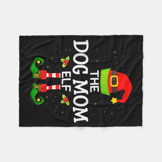 The Dog Mom Elf Christmas Family Matching Pajama M Fleecedecke (Vorderseite (Horizontal))