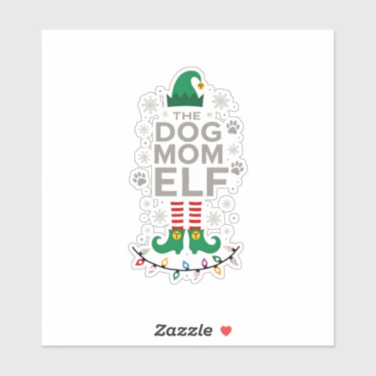 The Dog Mom Elf Xmas Funny Dogs lover Christmas Do Aufkleber (Blatt)