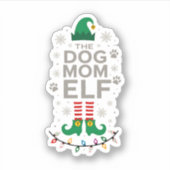 The Dog Mom Elf Xmas Funny Dogs lover Christmas Do Aufkleber (Vorderseite)