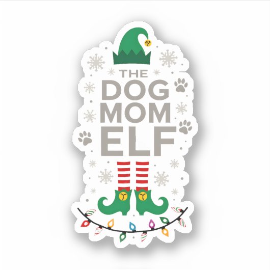 The Dog Mom Elf Xmas Funny Dogs lover Christmas Do Aufkleber (Vorderseite)