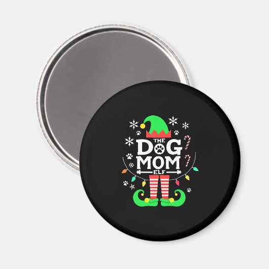The Dog Mom Elf Xmas Funny Dogs lover Christmas Do Magnet (Vorderseite/Rückseite)