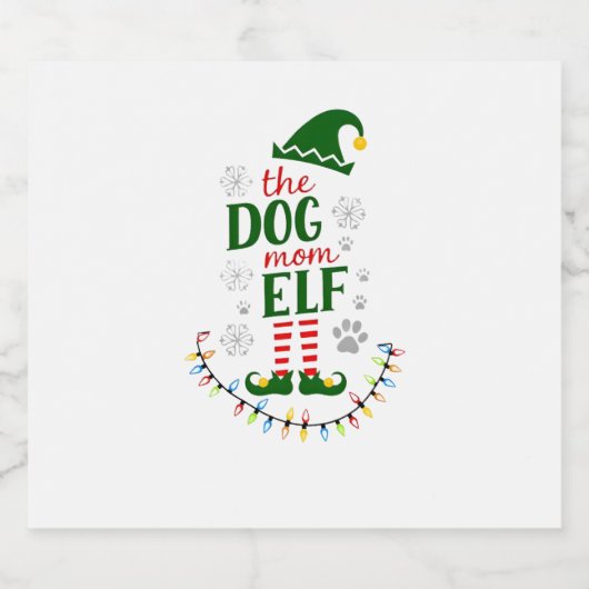 The Dog Mom Elf Xmas Funny Dogs lover Christmas Do Schaumweinetikett (Einzelnes Label)