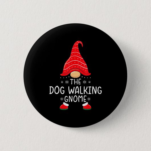The Dog Walking Gnome Xmas Family Matching Funny C Button (Vorderseite)