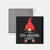 The Dog Walking Gnome Xmas Family Matching Funny C Magnet (Vorderseite/Rückseite)