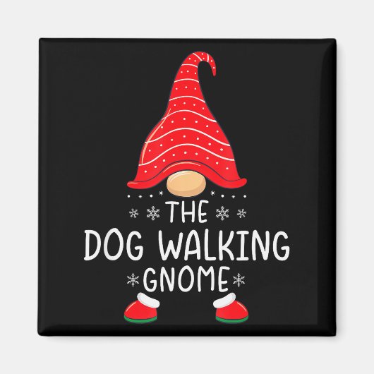 The Dog Walking Gnome Xmas Family Matching Funny C Magnet (Vorne)