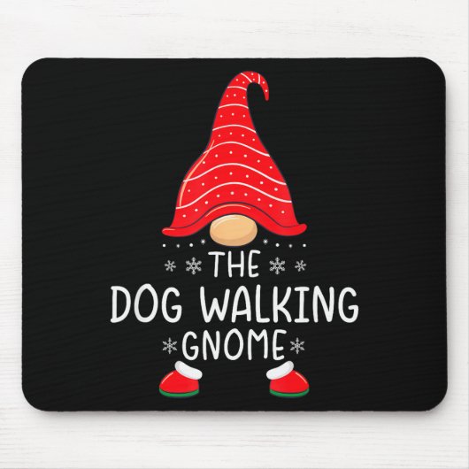 The Dog Walking Gnome Xmas Family Matching Funny C Mousepad (Vorne)
