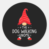 The Dog Walking Gnome Xmas Family Matching Funny C Runder Aufkleber (Vorderseite)