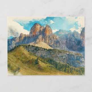 The Dolomites Italy - Watercolor Splash Painting Postkarte