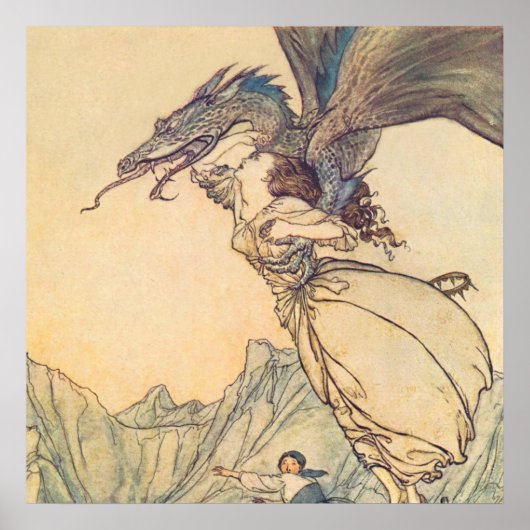 "The Dragon Caught the Queen" von Arthur Rackham Poster (Vorne)