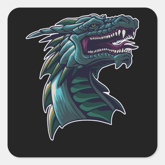 The Dragon Head Quadratischer Aufkleber (Vorderseite)