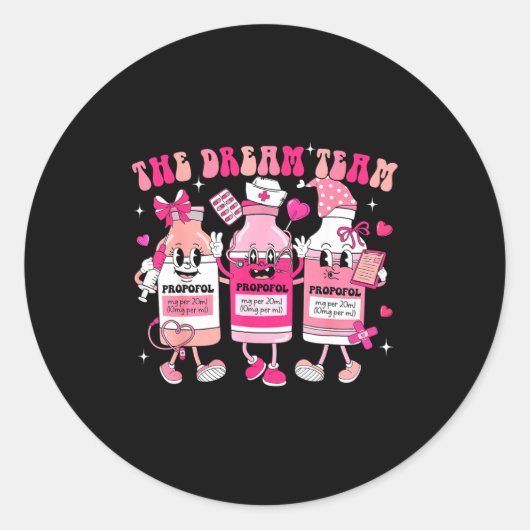 The Dream Team Retro Groovy Nurse Medical Nursing Runder Aufkleber (Vorderseite)