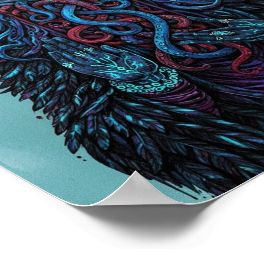 The Dream Weaver - Psychedelic Dark Fantasy Wall Poster (Ecke)