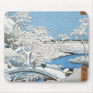 The Drum Bridge, Hiroshige, 1856-58 Mousepad