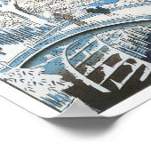 The Drum Bridge, Hiroshige, 1856-58 Poster (Ecke)