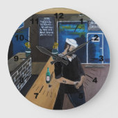 The Drunken Sailor Painting by Alfred Fox Große Wanduhr (Vorderseite)