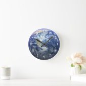 The Earth From Space - 3D Effect - Hebräischer Blo Runde Wanduhr (Zuhause)