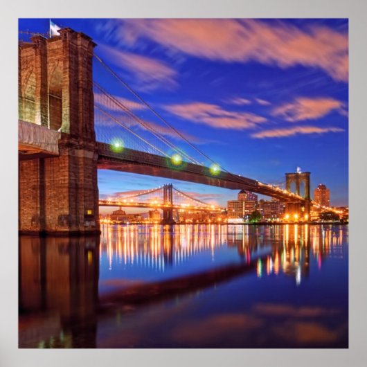 The East River, Brooklyn Bridge, Manhattan Poster (Vorne)