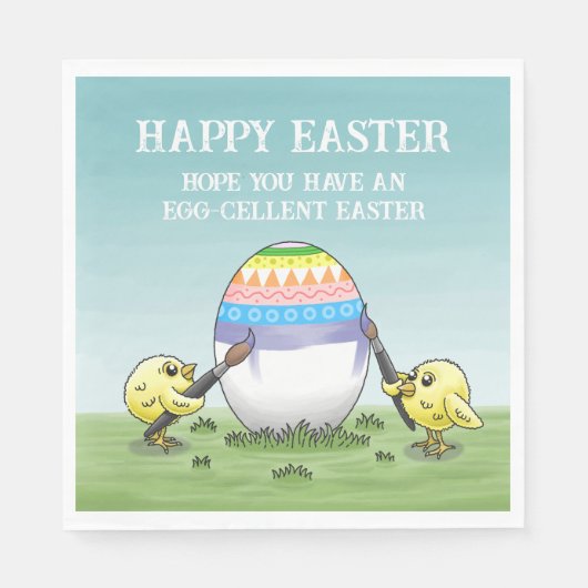 The Easter egg is painted by the chicks Serviette (Vorderseite)